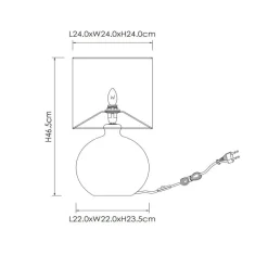 Esterad bordlampe, okker, Ø 24 cm, højde 47 cm, glas