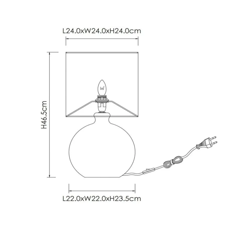 Esterad bordlampe, okker, Ø 24 cm, højde 47 cm, glas