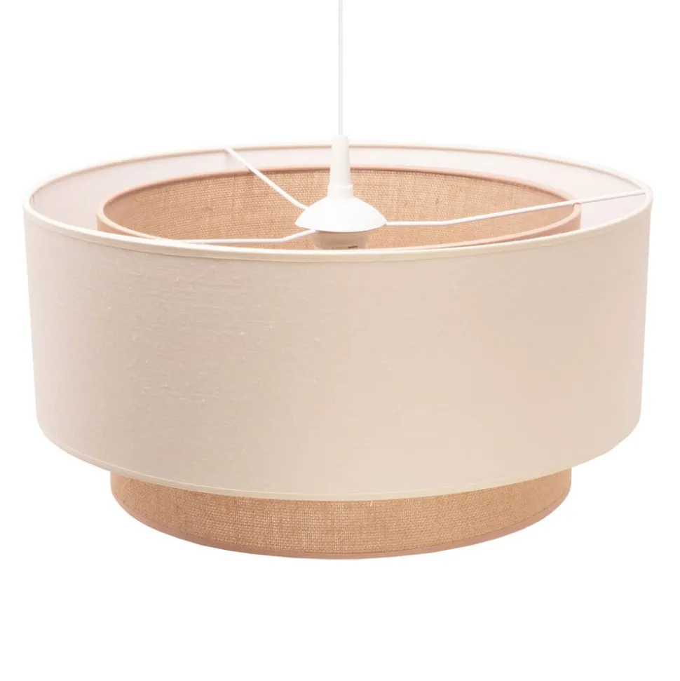Euluna Boho pendellampe, beige, tekstil, Ø 45 cm