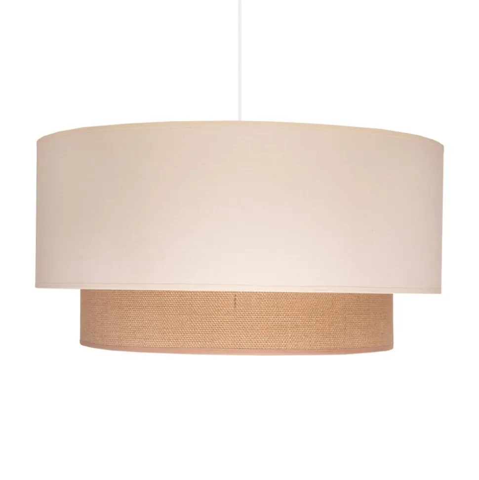 Euluna Boho pendellampe, beige, tekstil, Ø 45 cm