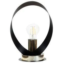 Euluna bordlampe Petla, sort/guld, metal, Ø 19 cm