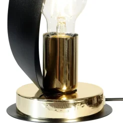 Euluna bordlampe Petla, sort/guld, metal, Ø 19 cm
