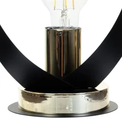 Euluna bordlampe Petla, sort/guld, metal, Ø 19 cm