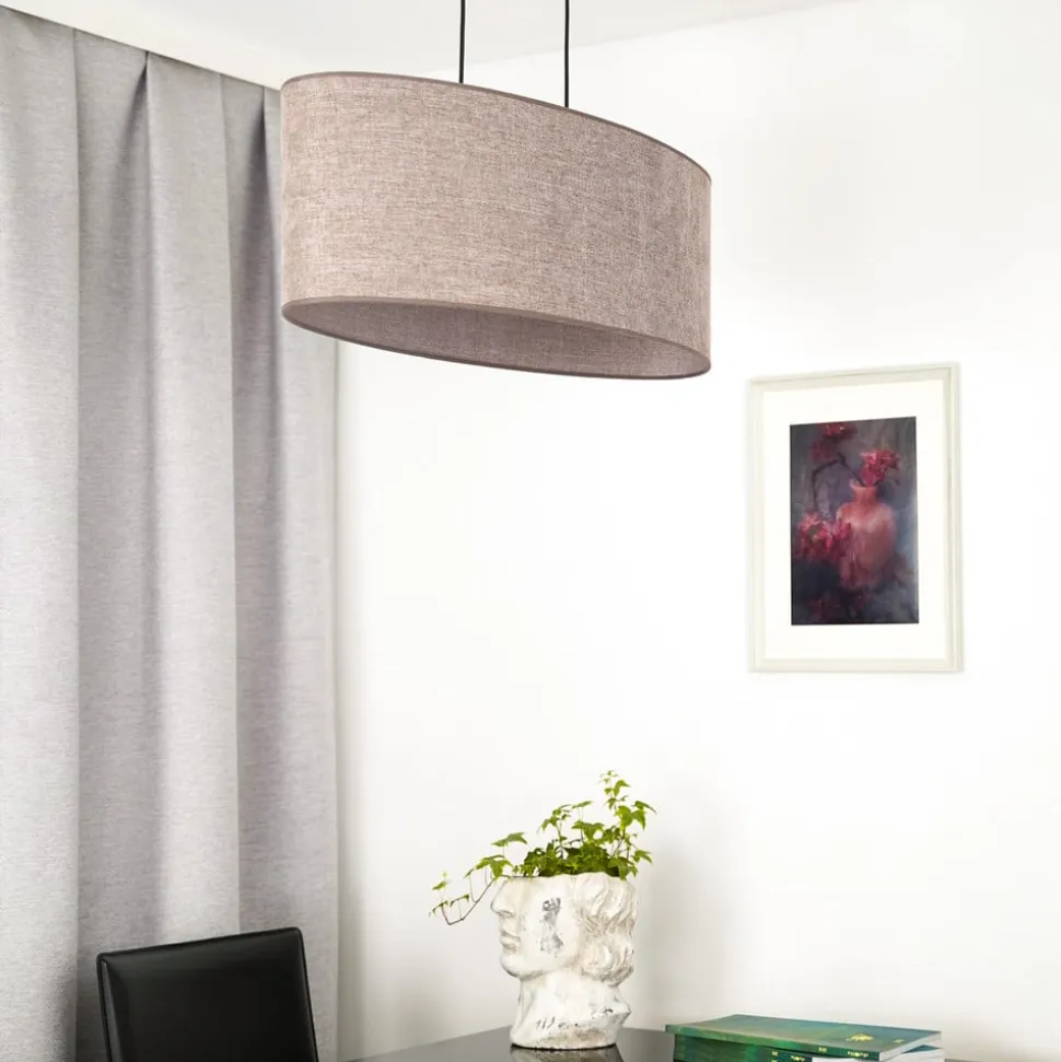 Euluna hængelampe Celine, cappuccino, chenille-stof, 80 cm