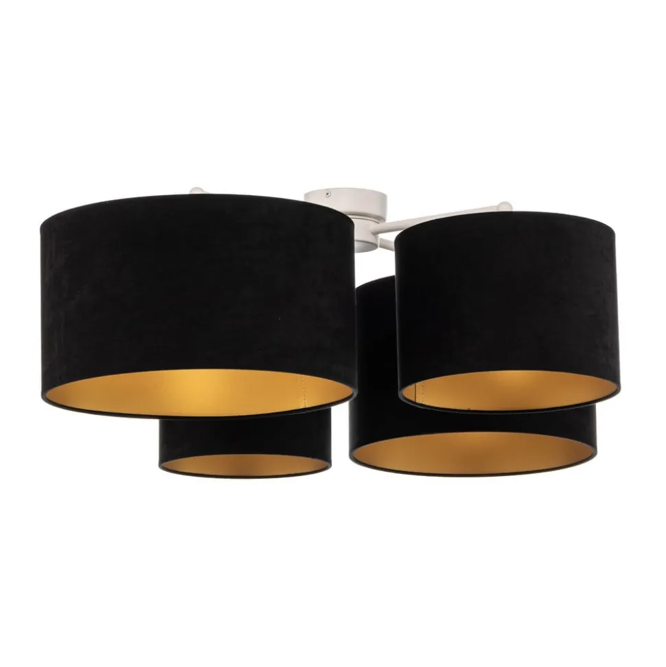 Euluna Lodge loftlampe, 4 lyskilder, sort/guld