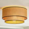 Euluna loftlampe Boho jute & sort, natur/sort, Ø45cm