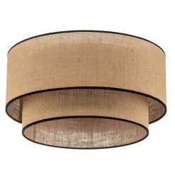 Euluna loftlampe Boho jute & sort, natur/sort, Ø45cm