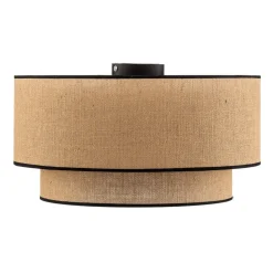 Euluna loftlampe Boho jute & sort, natur/sort, Ø45cm