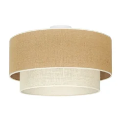 Euluna loftlampe Boho Jute, naturbrun/hvid, Ø 45 cm