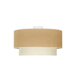 Euluna loftlampe Boho Jute, naturbrun/hvid, Ø 45 cm