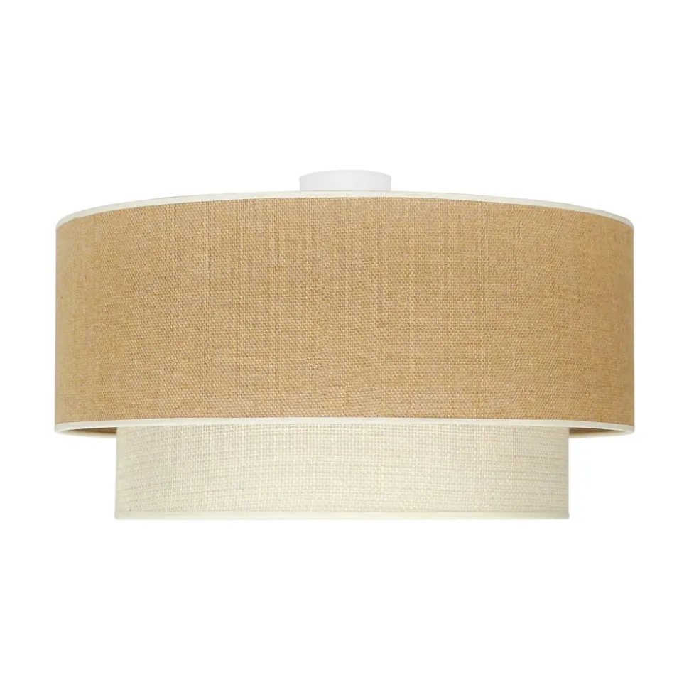 Euluna loftlampe Boho Jute, naturbrun/hvid, Ø 60 cm