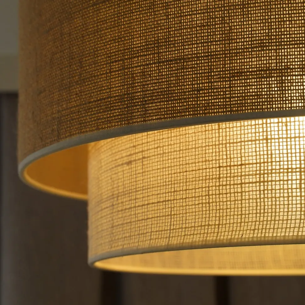 Euluna loftlampe Boho Jute, naturbrun/hvid, Ø 60 cm