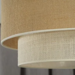 Euluna loftlampe Boho Jute, naturbrun/hvid, Ø 60 cm