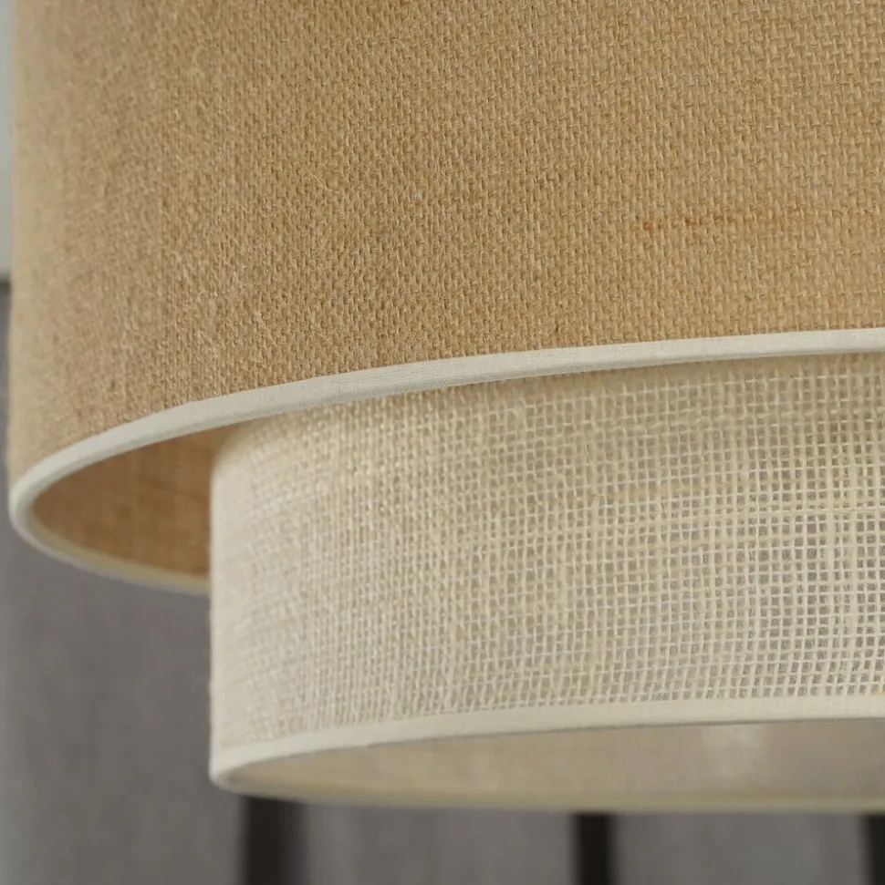 Euluna loftlampe Boho Jute, naturbrun/hvid, Ø 60 cm