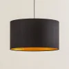 Euluna Roller hængelampe, sort/guld, Ø 45 cm