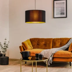 Euluna Roller hængelampe, sort/guld, Ø 45 cm