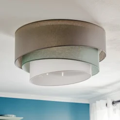 Euluna Trio monocolor loftslampe, grå, Ø 60 cm, tekstil