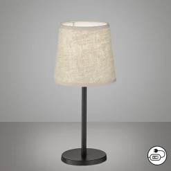 Eve bordlampe, hørskærm, sort/sand
