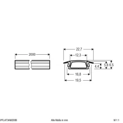 EVN APFLAT3 alu-profil, 200 cm T-profil, sort