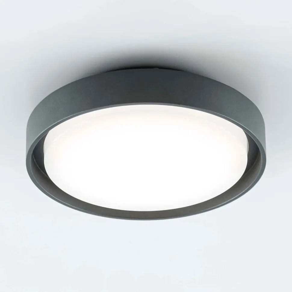 EVN LED udendørs loftlampe Tectum, antracit, Ø 25 cm