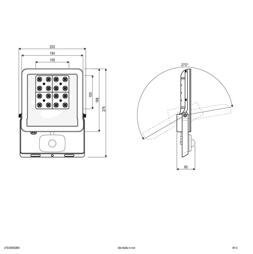 EVN Panthera udendørsspot sensor IP44 30 W 3.000 K