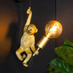 Extravaganza Chimp væglampe, guld mat/sort
