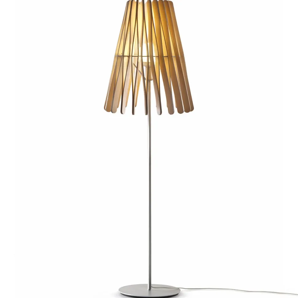 Fabbian Stick gulvlampe i træ, kegleformet