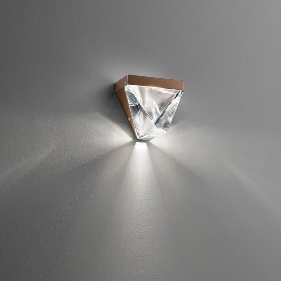 Fabbian Tripla - krystal-LED-væglampe, bronze