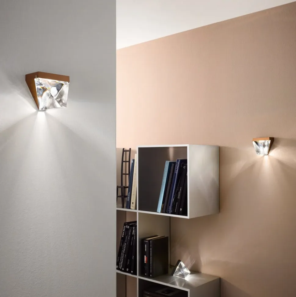 Fabbian Tripla - krystal-LED-væglampe, bronze