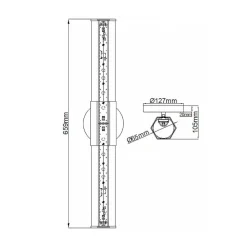 Facet Dual LED-væglampe til badeværelset, sort, 2 lyskilder, bredde 66 cm