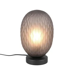 Facette bordlampe, røgfarvet grå, højde 29 cm, glas, E27