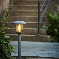 Filip LED-solcellelampe i grafit med jordspyd