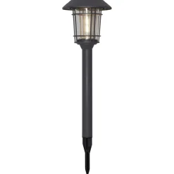 Filip LED-solcellelampe i grafit med jordspyd