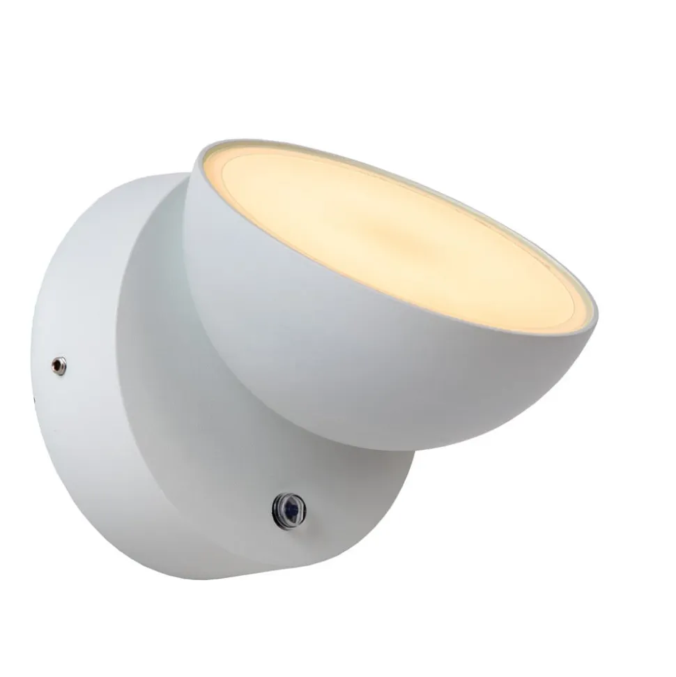 Finn LED-væglampe, hvid, metal, IP54, dag/nat-sensor