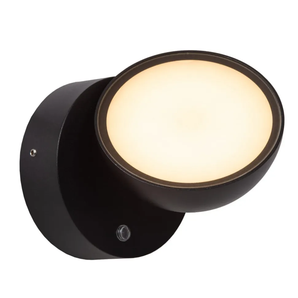 Finn LED-væglampe, sort, IP54, dag/nat-sensor