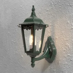 Firenze udendørs væglampe, grøn, fatning øverst, 48 cm