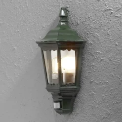 Firenze udendørs væglampe halvcirkel, sensor, grøn