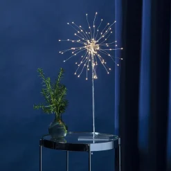 Firework 3D LED-dekolampe, sølvgrå, højde 50 cm
