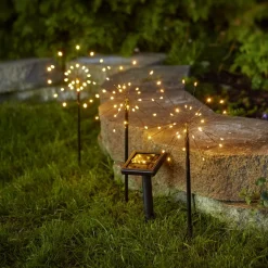 Firework LED-solcellelampe i sæt med jordspyd