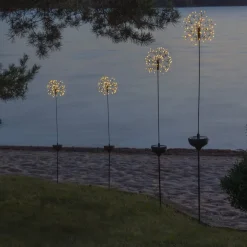 Firework LED-solcellelampe med jordspyd, 85 cm