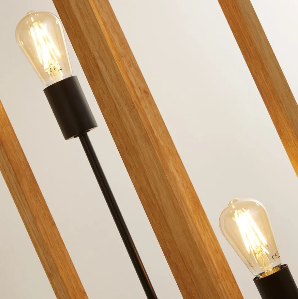 Firkantet gulvlampe lavet af bambus