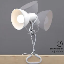Fix-klemmelampe, metalskærm, hvid