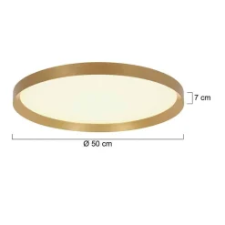 Flady loftlampe, guldfarvet, Ø 50 cm direkte/indirekte