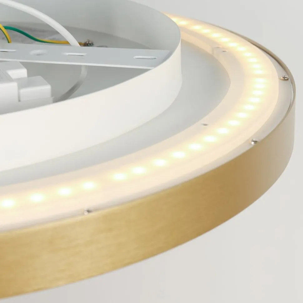 Flady loftlampe, guldfarvet, Ø 50 cm direkte/indirekte