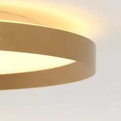 Flady loftlampe, guldfarvet, Ø 50 cm direkte/indirekte