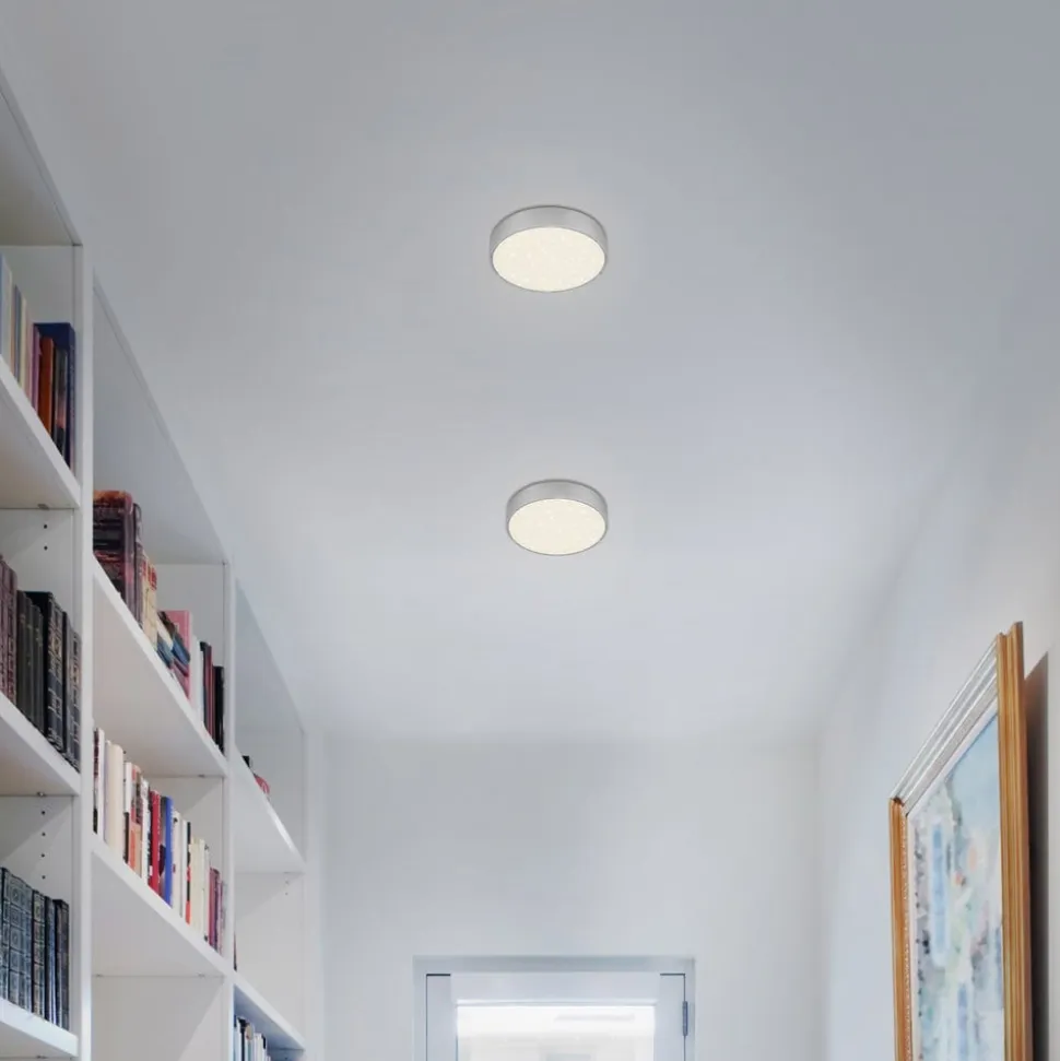 Flame Star LED-loftslampe, Ø 15,7 cm, sølv