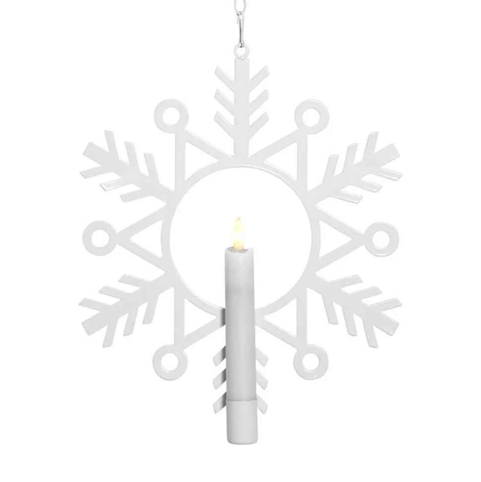 Flamme Snow LED-dekorationslampe med vokslys