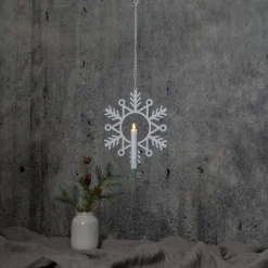 Flamme Snow LED-dekorationslampe med vokslys