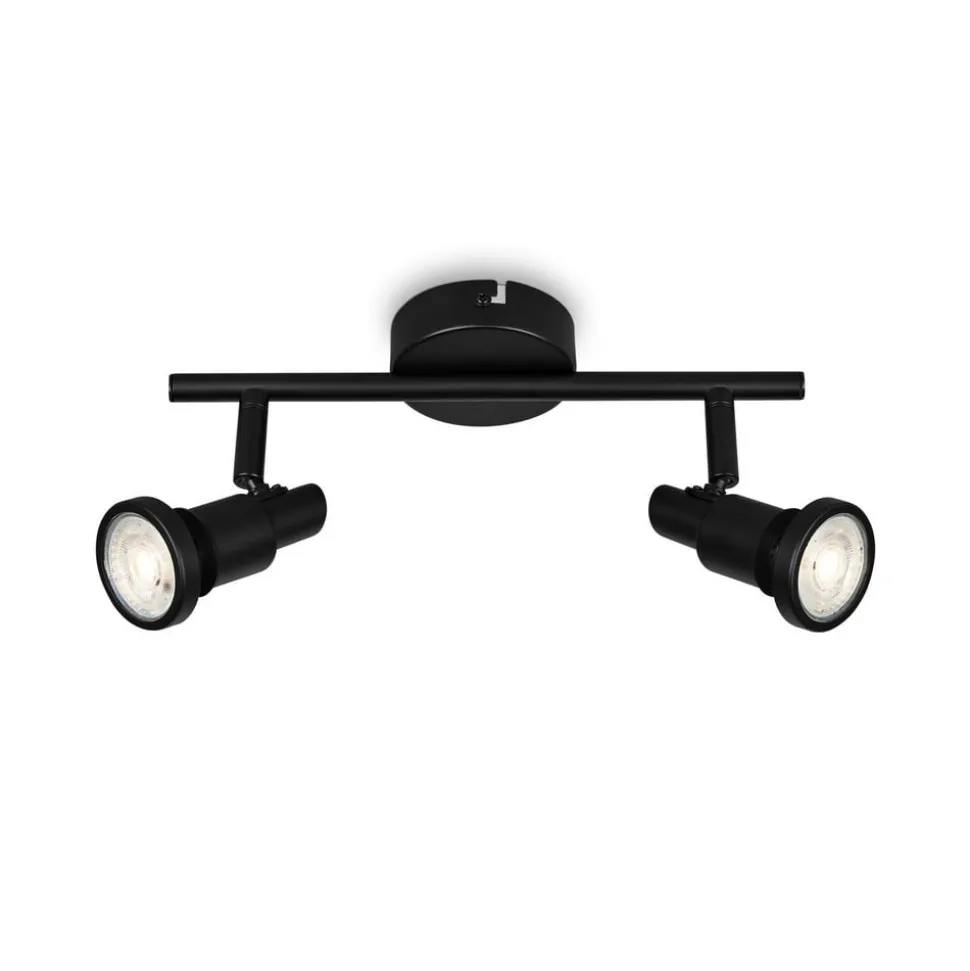 Flamo LED-loftspot IP44 2 lyskilder justeres, sort