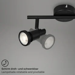 Flamo LED-loftspot IP44 2 lyskilder justeres, sort